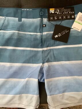 Men's Blue Striped Swim Trunks
